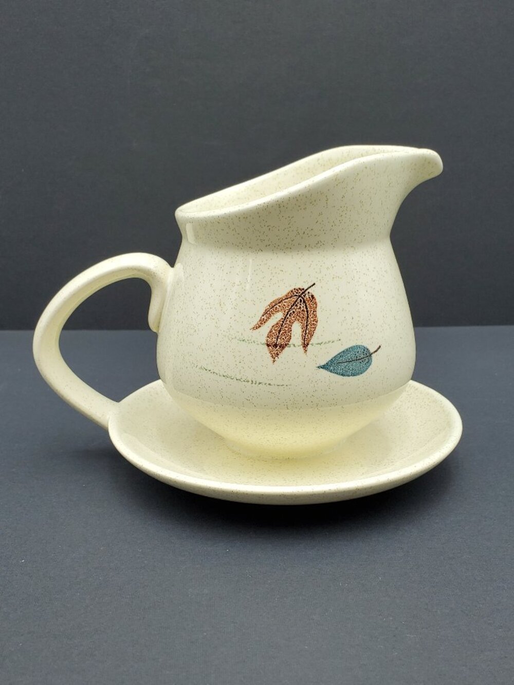 Franciscan Autumn Leaves Gravy Boat with Attached Round Underplate
